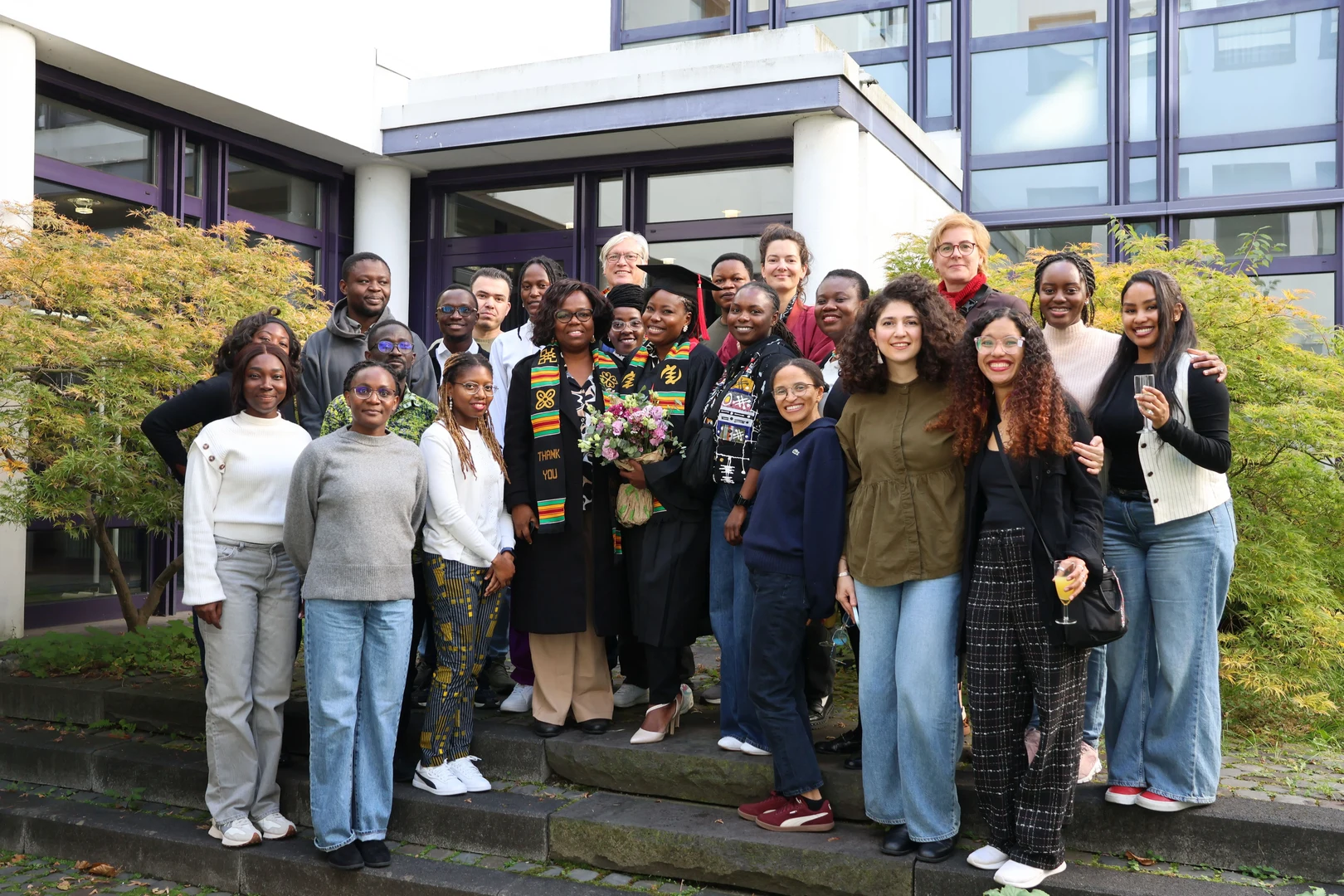 Joannishka Dsani with family, friends and supervisors at her doctoral graduation