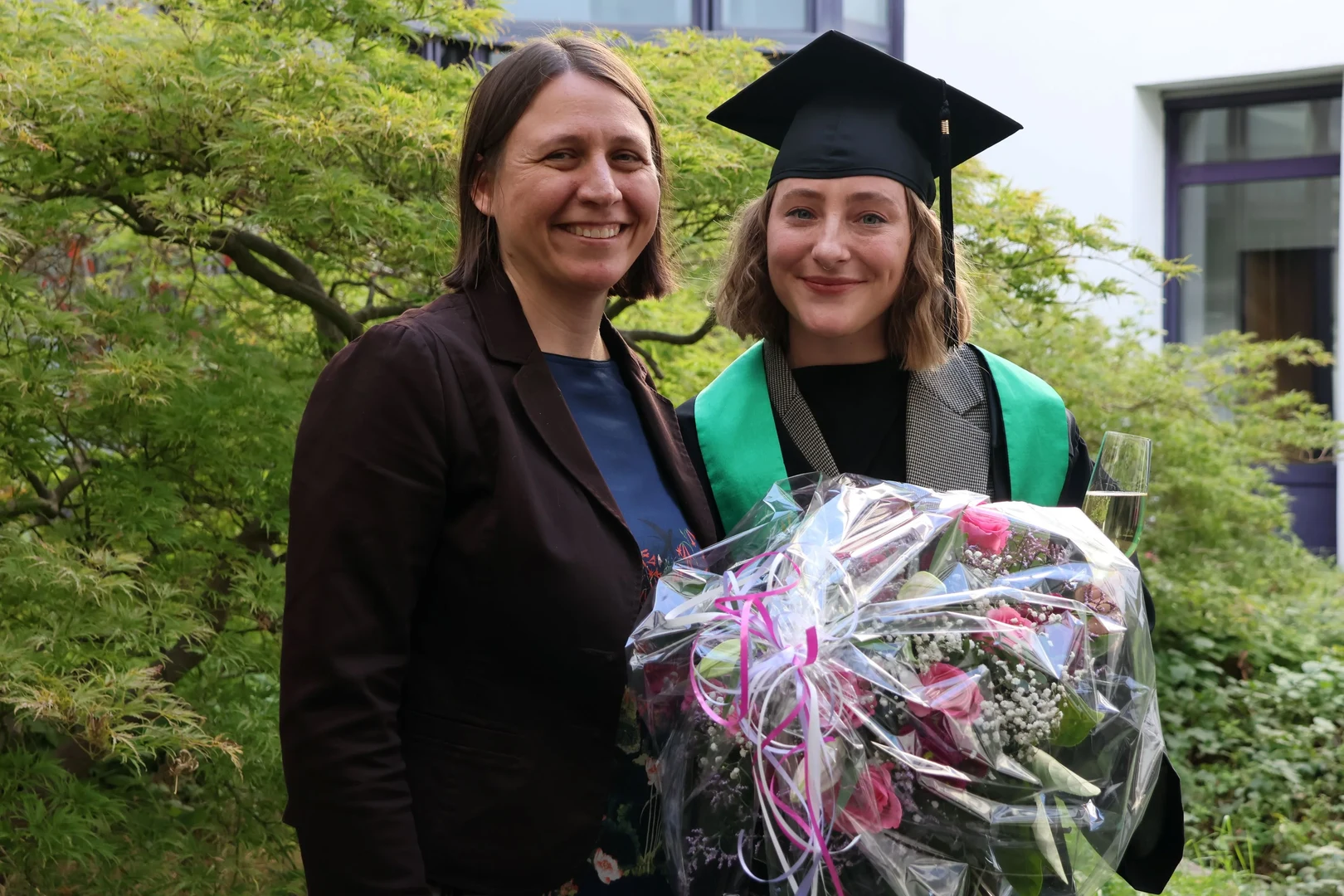 Sophia Falk at her graduation celebration with her first supervisor, Prof. Dr. Lisa Biber-Freudenberger