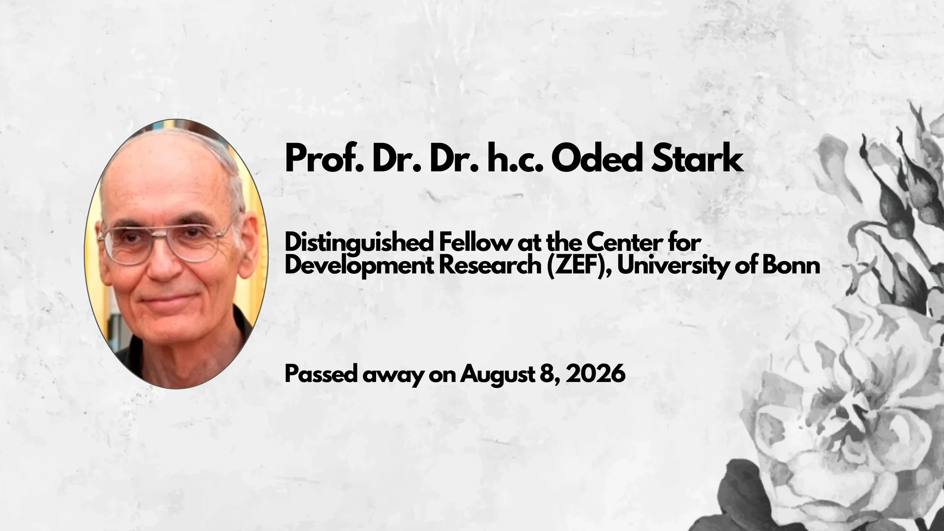 Obituary Prof. Dr. h.c. Oded Stark
