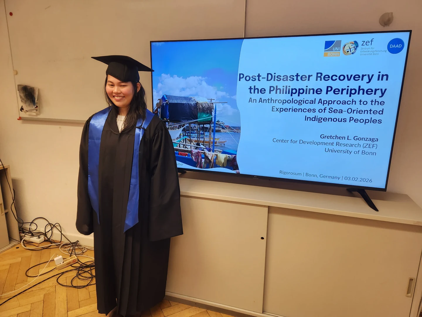 Gretchen Gonzaga after her defense presentation and examination